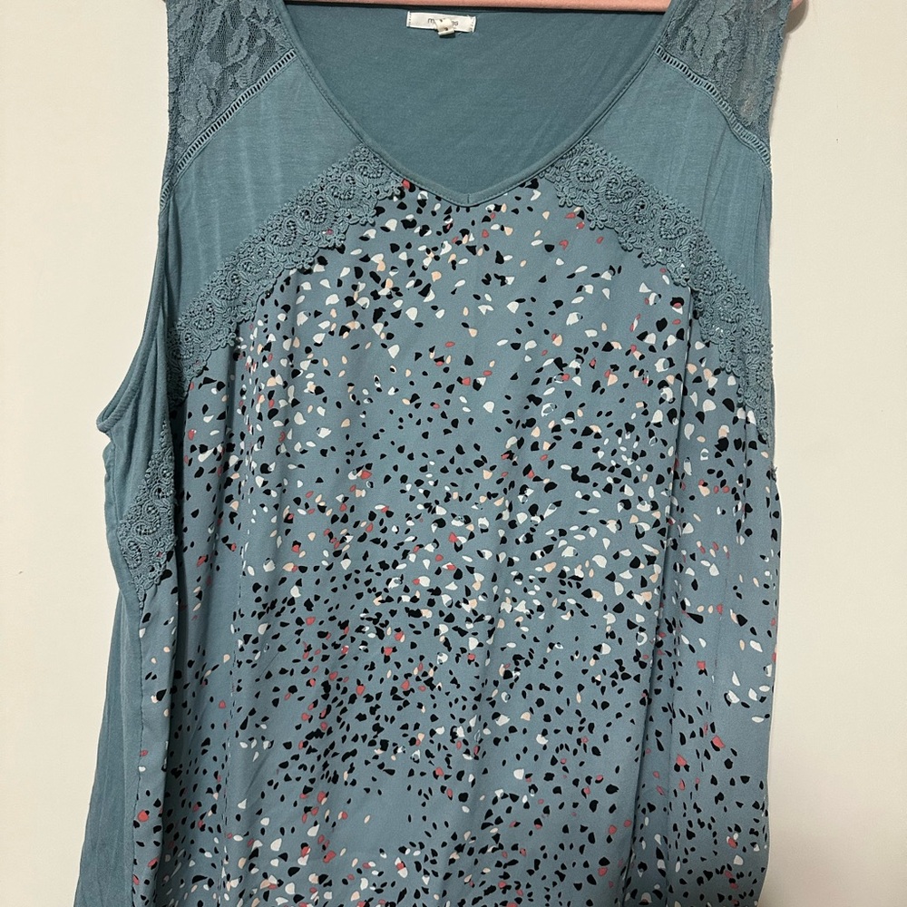 Maurices Teal and Black Patterned Tank Top